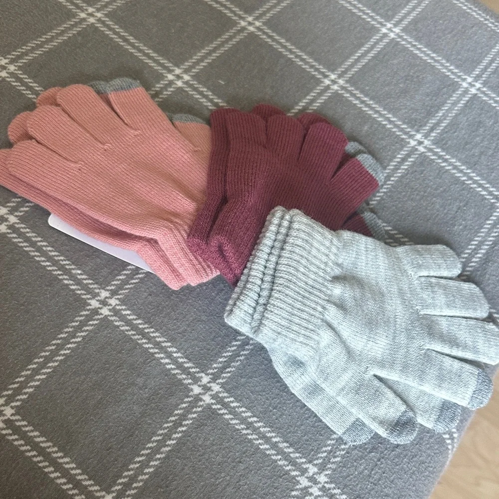 Thereabouts Kids 3-Pack Knit Mittens — Pink, Mauve & Light Gray